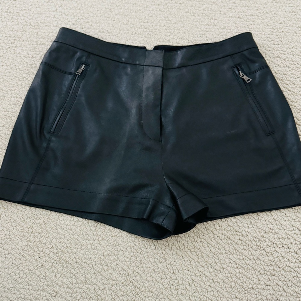 Black Leather Women Shorts